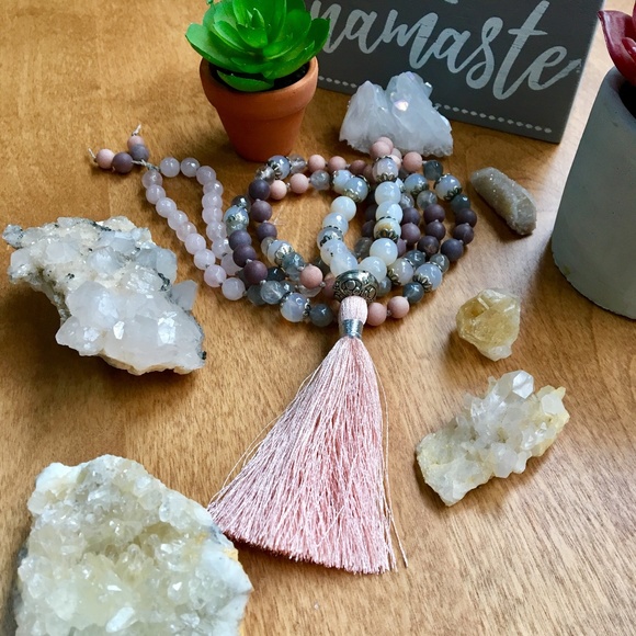 Handmade 108 Bead Tassel Mala Necklace, Crystals - Picture 1 of 8